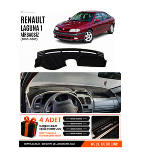 RENAULT LAGUNA 1 AIRBAGSIZ (2000-2007) Uyumlu Torpido Örtüsü Torpido Kılıfı - Siyah Bej
