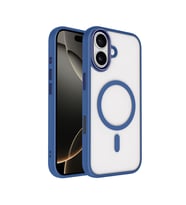 iPhone 17 Kılıf Wireless Şarj Özellikli Krom M-safe Silikon Kılıf (Lacivert)