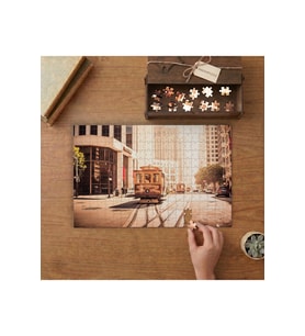 San Francisco Sokaklarındaki Tramvay Tasarımı 240 parça Ahşap Puzzle Ahşap Kutuda MP00225