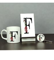 F Harfi Üçlü Set (Kupa + Telefon Standı + Anahtarlık)