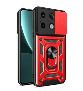 Poco X6 Kılıf Pars Lens Yüzüklü Silikon - Kırmızı