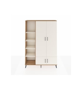 Arges Gardrop 6 Raflı 4 Kapaklı Tek Askılı 132x30x195 Çam-Aytaşı