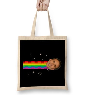 Nicolas Cage Nyan Cat Meme Bez Çanta Uzun Saplı