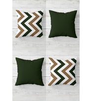 Geometrik Zigzag Ve Düz Kılıf Yeşil Gizli Fermuarlı Kırlent Kılıfı Koltuk Yastık Kılıfı Takım(4adet) (Bej)