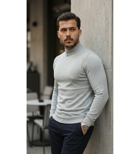 Erkek Yarım Balıkçı Yaka Pamuklu Triko