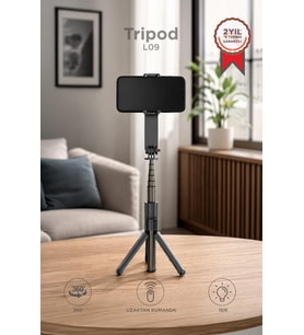 Torima Tripod Profesyonel Gimbal Çok Amaçlı Işıklı Video Çekimi Telefon Sabitleyici L09 Siyah