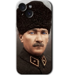 İphone 15 Plus Kılıf HD Desen Baskılı Kılıf - Başkomutan Atatürk
