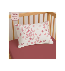 %100 Pamuklu Bebek Yastık Kılıfı 35x45 ( 2 Adet )