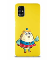 Samsung Galaxy M51 Soft Premier Kapak Bayan Puff Tasarımlı Silikon Kılıf - Sarı (Şeffaf)