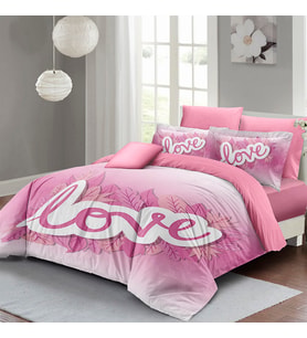 MONOHOME Sevgililer Günü Çift Kişilik Nevresim Takımı %100 Pamuk Saten Pink Love (Pembe)