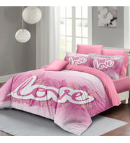MONOHOME Sevgililer Günü Çift Kişilik Nevresim Takımı %100 Pamuk Saten Pink Love (Pembe)