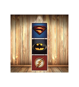 Superman Batman Thor Logo Tasarımlı Üçlü Retro Ahşap Poster Ü357