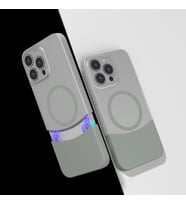 Apple iPhone 14 Pro Max Uyumlu Kılıf M-Safe Şarj Özellikli Mıknatıslı Zore Duble Kapak (Gri)