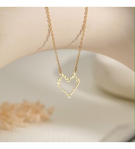 Kişiye Özel 925 Ayar Gümüş Tasarım Alev Kalp Kolye (Gold)