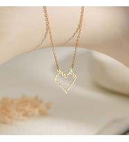 Kişiye Özel 925 Ayar Gümüş Tasarım Alev Kalp Kolye (Gold)