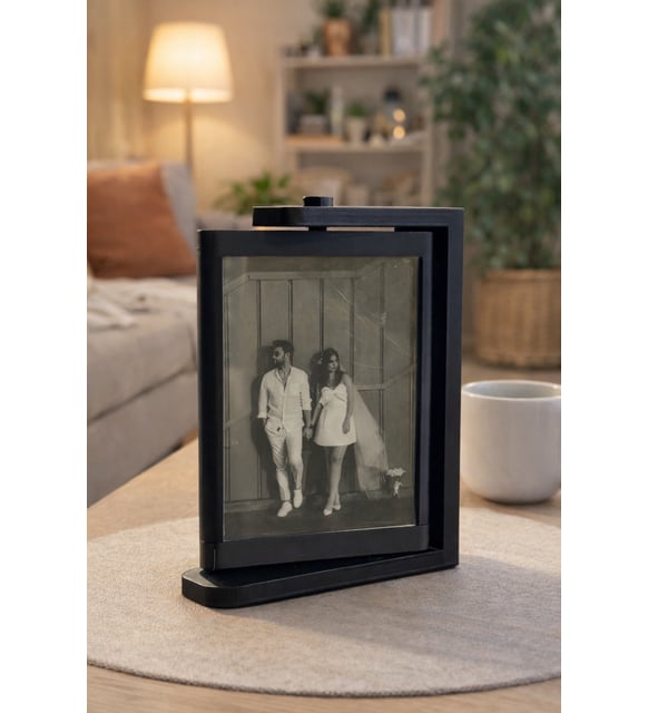 Kişiye Özel 2 Fotoğraflı Döner Çerçeve 7x 10 cm (Siyah)