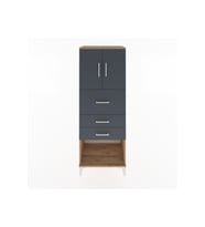 Hyperion Dolap 2 Raflı 3 Çekmeceli 2 Kapaklı 60x44x163 Çam-Antrasit