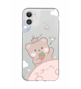 Iphone 11 Uyumlu Tatlı Ayıcık Desenli Şeffaf Telefon Kılıfı