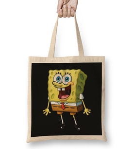 Spongebob Squarepants Design Süngerbob Bez Çanta Uzun Saplı