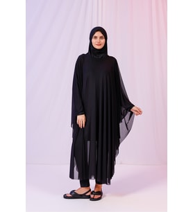 Kimono Pareo - Tesettür Pareo - Esnek Likralı Tül Siyah 240x135 Cm