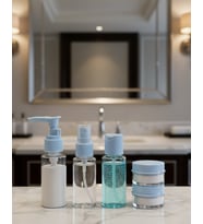 Kompakt 5’li Seyahat Banyo Şişe Takımı Çantalı
