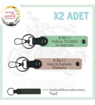 Motor Severlere Özel Tasarım, İsim Plaka ve B- Kan Grubu Yazılı x2 Anahtarlık, Yavruağzı-Yeşil-Ysl (Çok Renkli)