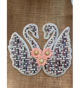 18X20 CM DOKUMA 2'Lİ KUĞU APLİKE ARMA YAMA DİKİŞ AKSESUARI