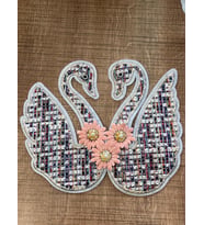 18X20 CM DOKUMA 2'Lİ KUĞU APLİKE ARMA YAMA DİKİŞ AKSESUARI