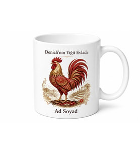 Denizli Horoz Temalı Kişiye Özel Memleket Kupa Bardak Hediye