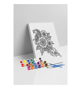 Çiçek Desenli Mandala Tuval Boyama Seti 40x50 cm