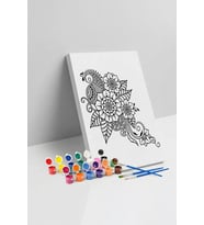 Çiçek Desenli Mandala Tuval Boyama Seti 40x50 cm