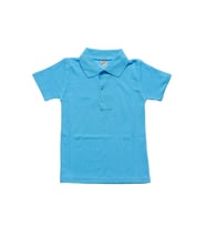 Turkuaz Kısa Kol Düz Renk Yakalı 6-17 Yaş Çocuk Okul Lakos Tişört Polo Yaka T-shirt