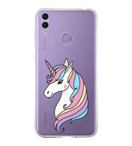 Huawei Honor 8c  Uyumlu Kapak Unicorn Tasarımlı Şeffaf Silikon Kılıf