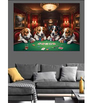Poker Oynayan Karizmatik Köpekler Grubu Dekoratif Kanvas - Mdf Ahşap Tablo