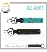 Motor Tutkunlarına Özel, İsim Plaka ve 0+ Kan Grubu Yazılı Özel x2 Anahtarlık, K Turkuaz-K Kahve-Syh (Çok Renkli)
