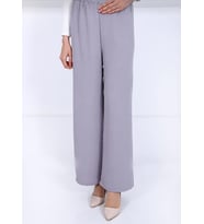 Fresh&Moda Kadın Gri Beli Lastikli Ayrobin Kumaş Bol Paça Büyük Beden Pantolon (Çok Renkli)