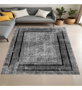 Rovigo Home Dijital Baskı Yıkanabilir Kaymaz Taban Salon Halısı Ve Yolluk RVG0896-FNL112 (Siyah)