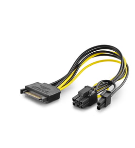 Sata To 6+2 Pin Ekran Kartı Power Kablosu 26 Cm - Siyah HDX5570