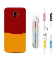 Samsung J6 Plus J7 Prime J7 Pro M20 Kılıf Kablo Koruma Spiral Silikon Sarı Kırmızı Boya 1708