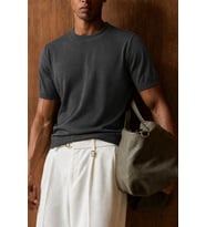 Erkek Bisiklet Yaka Kısa Kollu İnce Triko Slim Fit Günlük Şık Triko T-Shirt