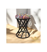 Metal Pota Ayaklı Rug Pattern black Pota Puf Style 2025