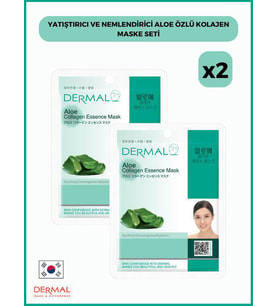 Yatıştırıcı ve Nemlendirici Aloe Özlü Kolajen Maske Seti 2 Adet