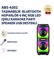 Taşınabilir  Bluetooth Hoparlör 4 İnç RGB LED Işıklı Karaoke Parti Speaker USB Destekli