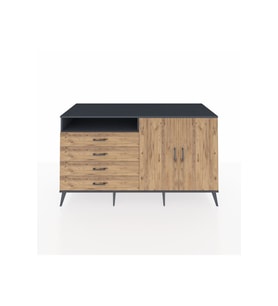Kronos Konsol 3 Raflı 4 Çekmeceli 2 Kapaklı 176x59x99 Antrasit-Çam