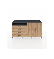 Kronos Konsol 3 Raflı 4 Çekmeceli 2 Kapaklı 176x59x99 Antrasit-Çam