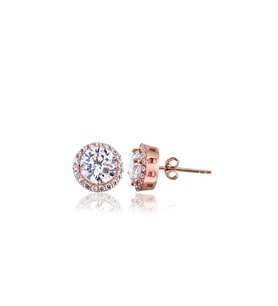 Gümüş Rose Oval Montür Pırlanta Modeli Küpe CSR2183092