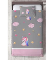 MEKTA HOME BEBEK VE ÇOCUK ODASI Unicorn ve Seksek Desenli Yatak Örtüsü
