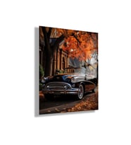 Temperli Cam Tablo Sonbahar ve Klasik Buick Fotoğrafı