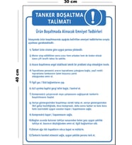 Metal Tanker Boşaltma Talimatı 30 cm x 40 cm A3 Büyüklüğünde Uyarı Levhası Yönlendirme Tabelası