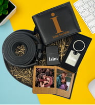 Kişiye Özel Premium Kalp Kutu Cüzdan Kemer Metal Lüx Anahtarlık Zippo Metal Çakmak İkili Ahşap Kahverengi Mdf Masaüstü Çerçeve Hediye Set